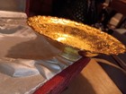 Vintage 24k Gold Plated Decorative Bowl W  Velvet Case Ornate Etched Design