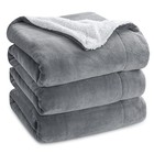  Sherpa Fleece Bed Blankets Queen Size - Thick Fuzzy Warm Soft Large 90x90 Grey