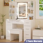 Makeup Vanity Table Set With Mirror With Led Lights Dressing Table And Stool