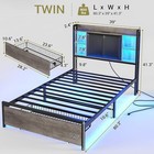 Twin Bed Frame With Storage Headboard And Drawer On Wheels  Led Metal Bed Frame