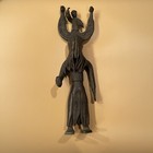 African Bronze Spirit Figure Sculpture Birds Tribal Art Heavy 5lb Old