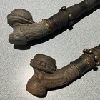 Lot Of 2 Antique Burmese Pipe Clay   Metal  13  Read Details