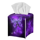  Print Tissue Box Cover Square Tissue Box Holder With Bottom Purple Butterfly
