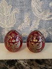 Pair Of Vintage Ruby Red Crystal Eggs In The Style Of Imperial Russian Eggs