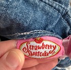 Vintage Strawberry Shortcake Denim Jumper Dress 24m Embroidered Ruffles Lace