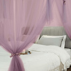 4-corner Post Bed Canopy Curtains Pink Full queen Size Mosquito Net Bedroom