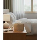 Square Tissue Box Cover Holder With Base Strap Pu Leather Decorative Organizer