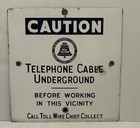 Vtg Bell System Porcelain Telephone Cable Underground Pacific Telegraph Sign