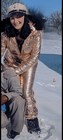 Shiny Women Winter One-piece Ski Suit Fur Collar Coat Ski Jumpsuit Snowsuit Nwt
