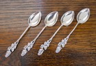 Vintage Hildesheimer German 800 Silver Rose Demitasse Spoons Set Of 4
