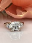 4 00 Ct Princess Cut Moissanite Three Stone Engagement Ring 14k Yellow Gold