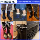 Hisea Men Rubber Rain Boots Strap Collar Lightweight Soft Yard Fishing Work Boot