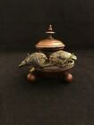 Rare Antique 19thc Vienna Bronze Ink Bottle With Two Birds Object