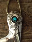 Navajo Indian Sterling Silver Turquoise Boot Key Ring By Shirley Skeets