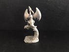 Pewter Winged Dragon Roaring Fantasy Mystical Silver Metal Statue Figurine U