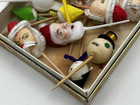 Set Of 18 Vintage Mcm Toothpick Christmas Cupcake Dessert Toppers