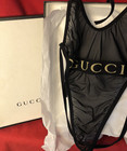 Vintage Sheer Gucci Lingerie Bodysuit   Teddie W  Gold Tone Neck Chain Xsmall