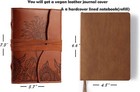 Brown Vegan Leather Journal   Refillable Lined Diary  Embossed Cover Notebook