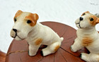 Vtg 2 Porcelain Wire Haired Fox Terrier Dog Figurines  3   White W blk br  Spots