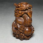 Chinese Handmade Natural Boxwood Hand-carved Exquisite Dragon Statue Gift Loong