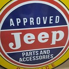 Jeep Porcelain Enamel Sign 30   Approved Sales Service Parts Gas Oil Large Heavy