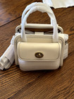 Nwt Coach Safari Cw643 Mini Tote X-body Bag In Chalk Glovetanned Leather Brass