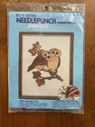 Grand Saw-whet Owls Vintage Needlepunch Embroidery Kit Nip 8x10