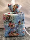 Christmas Snowmen On Glitter Blue Cotton Fabric Handmade Square Tissue Box Cover