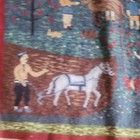Folk Art Hand Hooked Yarn  Bees And Hive 30 Years Old Mint Condition  25    30 