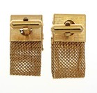 Vintage Cufflink Gold Mesh Wrap Around Cuff Links Christmas Green Rhinestone