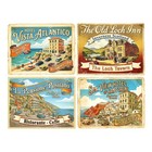 Retro Style Hotel Luggage Label Stickers  4 Labels On 1 Cut   Peel Sheet  1422