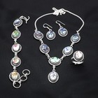 925 Sterling Silver Abalone Shell Gemstone Handmade Jewelry Set