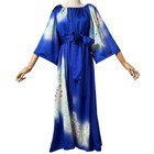 Silk Kimono Remake A-line Long Dress Maxi  With Ribbon Belt Mini Tote Bag