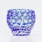 Crystal Shot Glass Liquor Spirit Sake Glass Japanese Style Edo Kiriko Blue 2oz