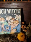 Vintage Antique Old Retro Style Halloween Kids Play Which Witch Game Sign 