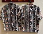 Vtg Lot Of 2 Fiji Tapa Bark Cloth Hawaiian Shirts Sz Small   Medium Tiki Tribal