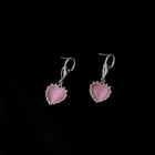 Elegant Women 925 Sterling Silver Pink Opal Earrings 3d Love Heart Tassel 1679