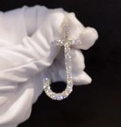 2 10 Ct Natural Moissanite Mens Custom Make Any Initial Letter J Pendant Silver