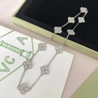 Vc   Arpels Vintage Alhambra Necklace Diamond 10 Motif 18k White Gold Clover