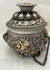 Large Asian Antique Silver Hanging Censer 50 Oz Dancing Figures And Animal Heads