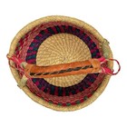         bolga Market Basket Large Handwoven Ghana Africa Colorful Leather Handle        