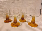 Vtg Roemer Wine Glasses Goblets Amber Beehive Stem Made In Germany Set Of 4