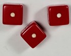 3 Vintage Red Bakelite Dice  Just Under 5 8 Inch  Clean  With White Pips