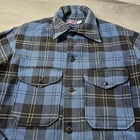 Vintage Pendleton Virgin Wool Plaid Button Shirt Jacket Blue Black Mens Large   