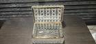 Baccarat Style Hollywood Regency Cut Glass Trinket Box Domed Hinged Lid 5 Lb11oz