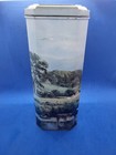 Carolans Irish Cream Liqueur Tin Canister W hinged Lid Farmhouse Theme Empty Vtg