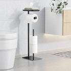 Toilet Paper Holder Stand With Top Storage Shelf  Free Standing Toilet Roll
