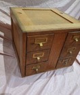 Antique U s p o Dept Card Catalog Index File 6 Drawer Cabinet  Tiger Oak