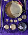 Antique Brass D Balance Scale With Velvet Box With Weights Jewelry 50 Grm