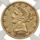 1892-cc  5 Ngc Xf40 Liberty Gold Half Eagle Carson City